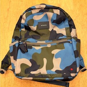 STATE Blue and Green Camouflage Kane Backpack